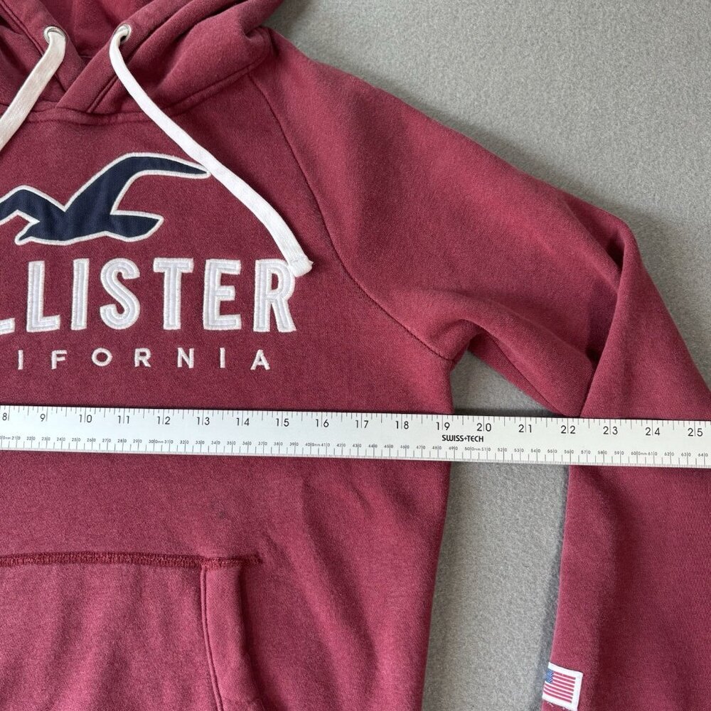 Y2K Hollister Hoodie XS Burgundy Pullover Sweatshirt USA California Embroidered - Picture 8 of 16